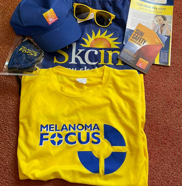 Josie Davies' 100 mile challenge for skin cancer. Photo of some of the kit from the skin cancer charity.