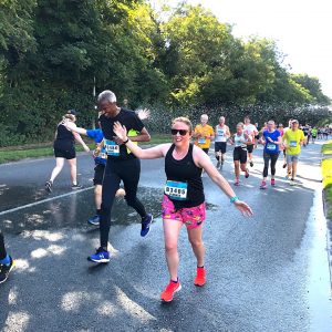 A welcome cool down with a hosepipe in scorching conditions