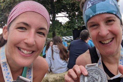 Double Trouble For Mal and Chatty Sarah At Abingdon Marathon.