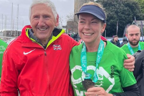 Proud Moment For Athletics Coach John Hatton And A Popular Former Community Midwife Sharon Buckley.